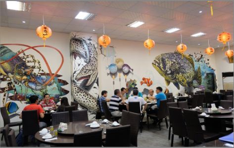 温岭海鲜餐厅墙体彩绘